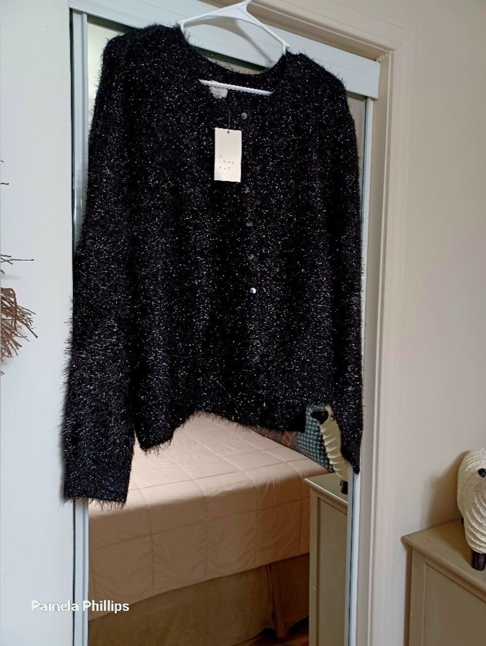 a new day Black Shimmer Shaggy Knit Cardigan